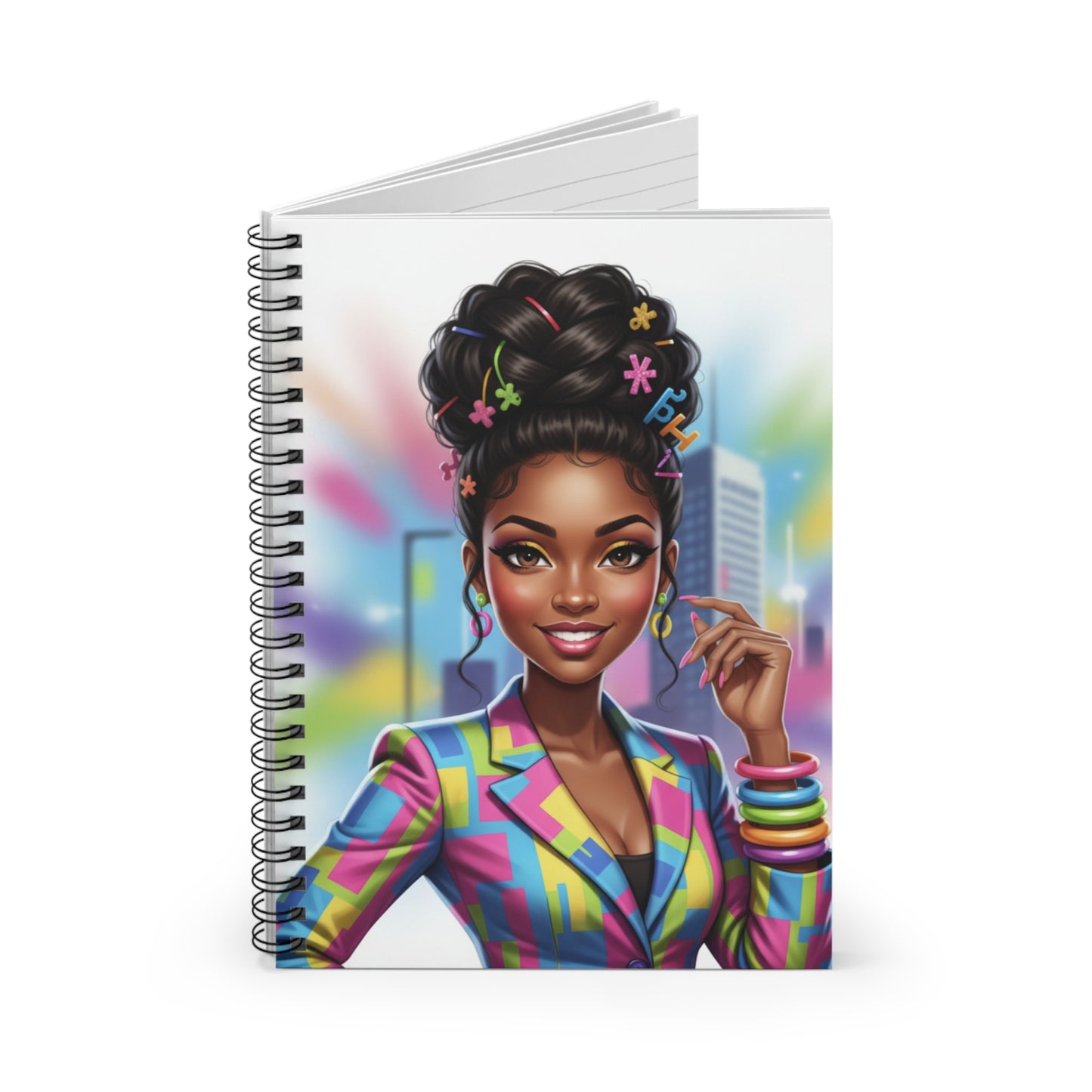 Lined Journal: Colorful Fashionista Spiral Notebook Size 6x8