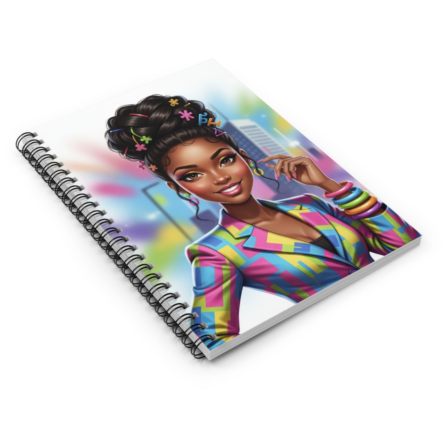 Lined Journal: Colorful Fashionista Spiral Notebook Size 6x8