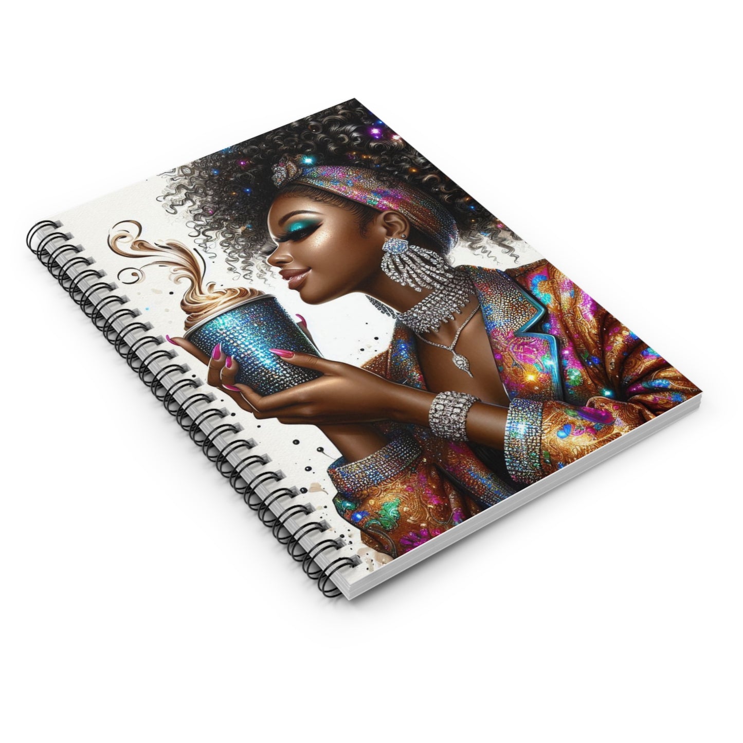 Lined Journal: Vibrant Coffee Lover - Spiral Notebook Size 6x8