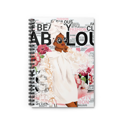 Lined Journal: Fabulous Lady Spiral Notebook Size 6x8