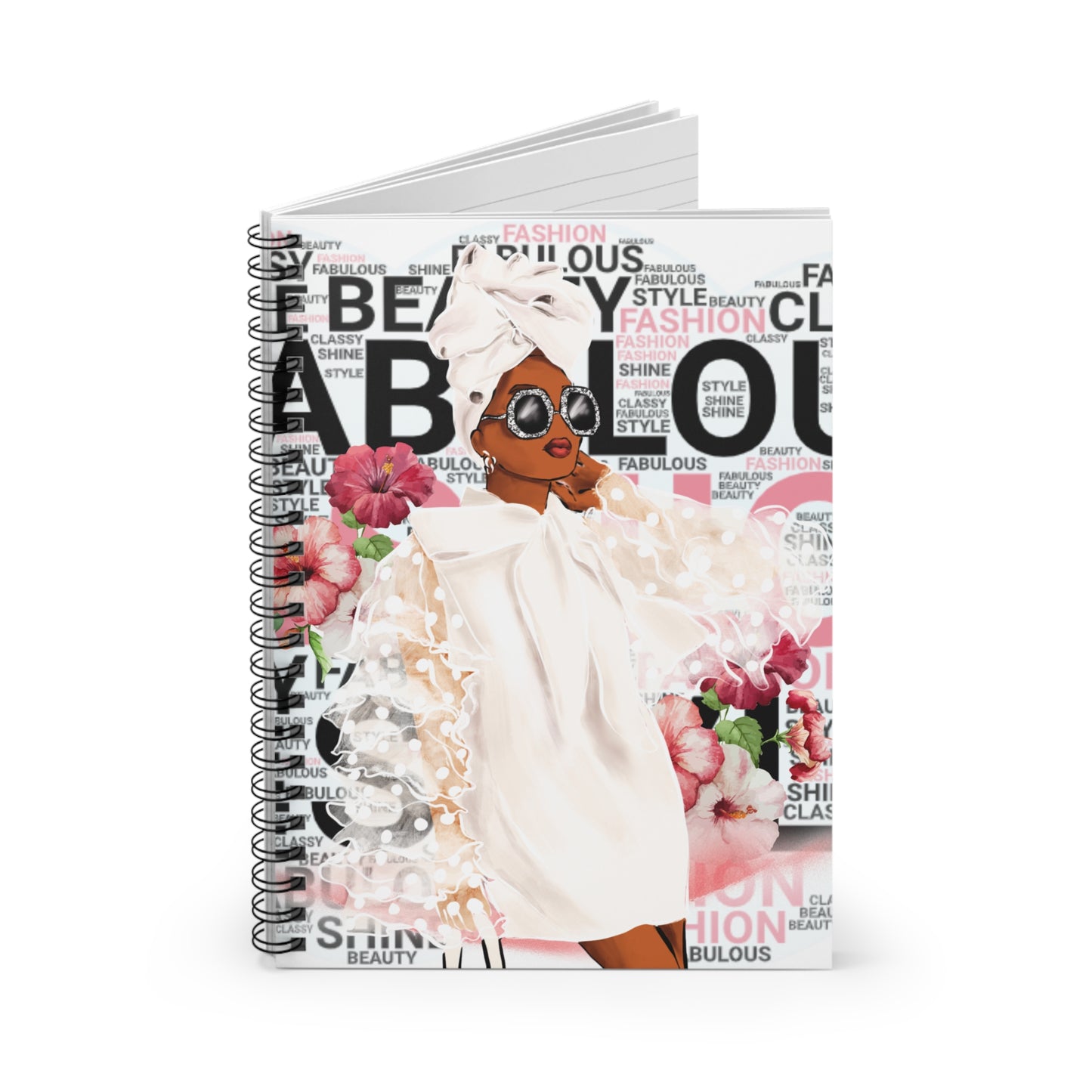 Lined Journal: Fabulous Lady Spiral Notebook Size 6x8