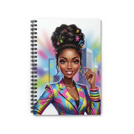 Lined Journal: Colorful Fashionista Spiral Notebook Size 6x8