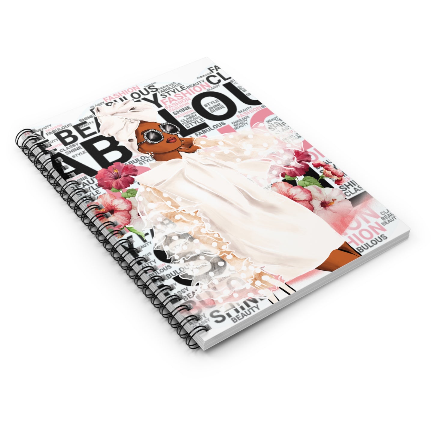 Lined Journal: Fabulous Lady Spiral Notebook Size 6x8